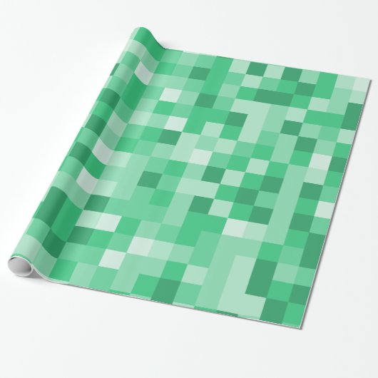 Grüne Pixel Geschenkpapier (Ungerollt)