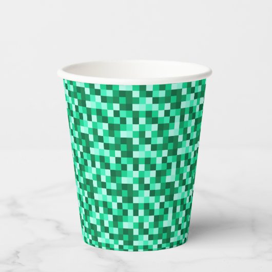 Grüne Pixel Minecraft Geburtstag Papiertassen Pappbecher (Vorderseite)