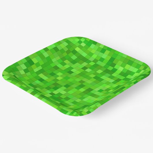 Grüne Pixel Pappteller (Gewinkelt)