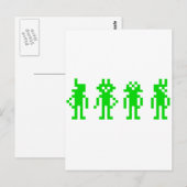 grüne Pixel-Roboter Postkarte (Vorne/Hinten)