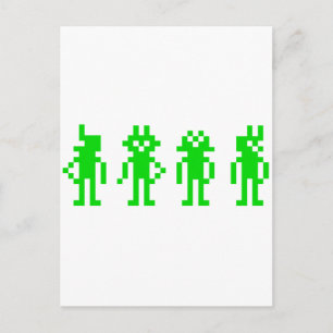 grüne Pixel-Roboter Postkarte