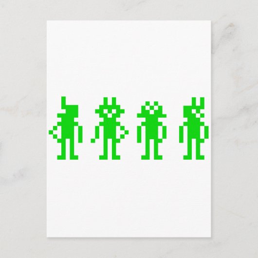 grüne Pixel-Roboter Postkarte (Vorderseite)