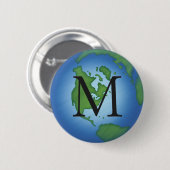 Grüne Planet Erde Umwelt Monogrammatikalisch Button (Vorne & Hinten)