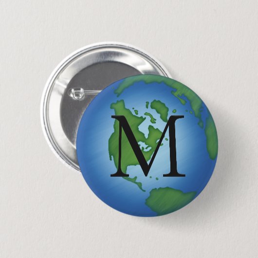 Grüne Planet Erde Umwelt Monogrammatikalisch Button (Vorne & Hinten)