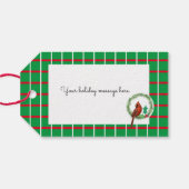 Grüne Plätze mit Geschenktipps in Rot und Weiß Geschenkanhänger (Rückseite Horizontal)