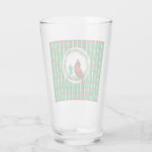 Grüne Plätze mit Rot-Weiß-Leinen-Glas-Cup Glas (Rückseite)