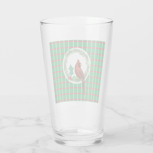 Grüne Plätze mit Rot-Weiß-Leinen-Glas-Cup Glas (Rückseite)