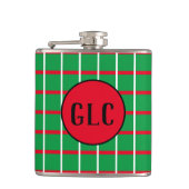 Grüne Plätze mit roten und weißen Linien, ummantel Flachmann (Vorderseite)