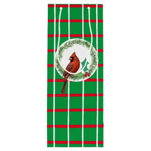 Grüne Plätze mit roten und weißen Linien Weinbeute Geschenktüte Für Weinflaschen (Rückseite)