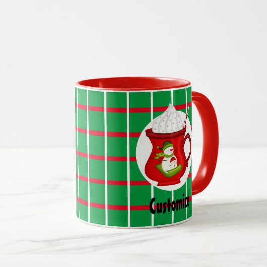 Grüne Plätze mit Tasse von Rot und Weiß (VorderseiteRechts)