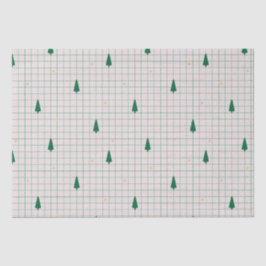 Grüne Plätze mit Weihnachtsbäumen auf Weiß Seidenpapier