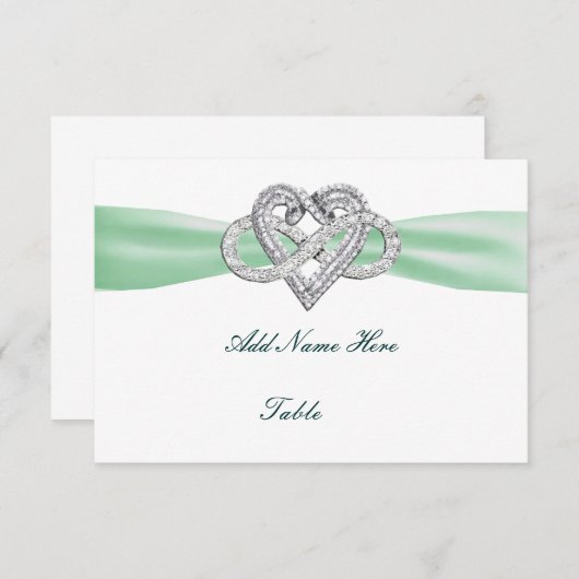Grüne Platzkarte für unendliche Hochzeitsfeiern (Vorne/Hinten)