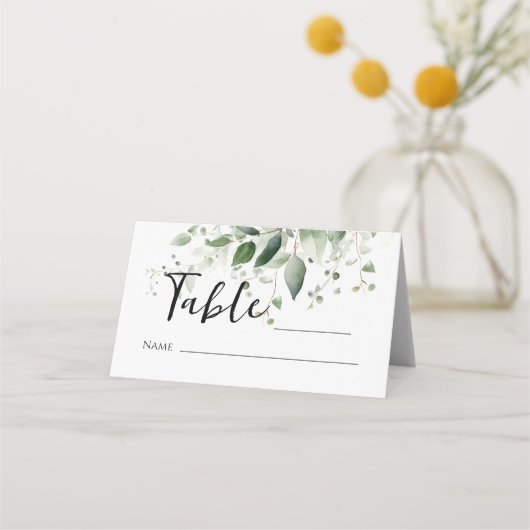 Grüne Platzkarten mit eleganter Kalligraphie (Vorderseite)