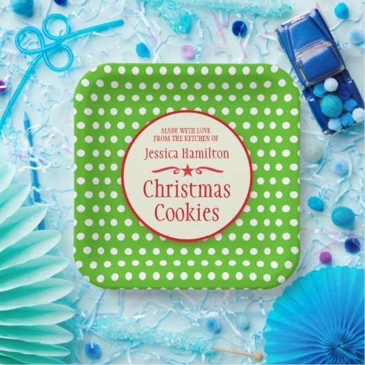 Grüne Polka docht Keks Tauschgeschenk Pappteller (Party)