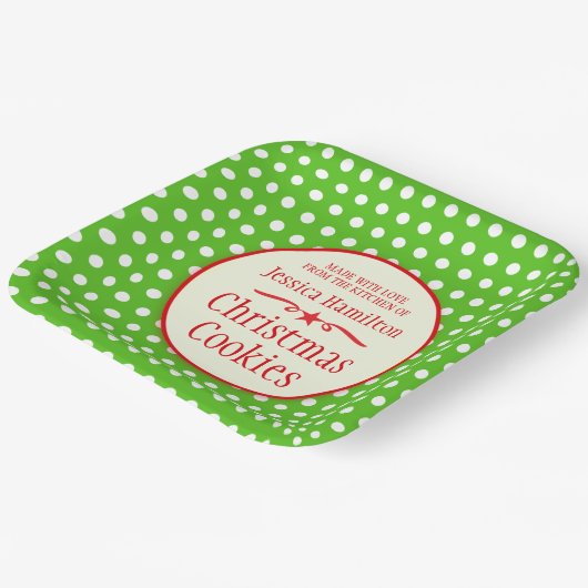 Grüne Polka docht Keks Tauschgeschenk Pappteller (Gewinkelt)