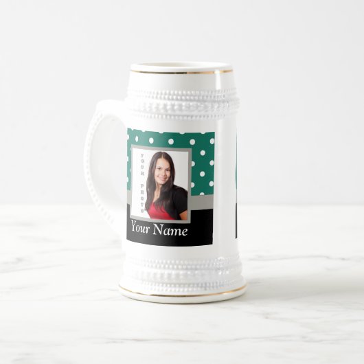 Grüne Polka-Dot-Vorlage Bierglas (Vorderseite Links)