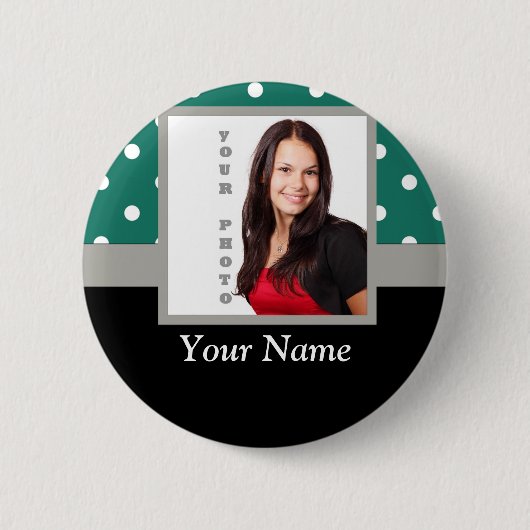 Grüne Polka-Dot-Vorlage Button (Vorderseite)
