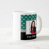 Grüne Polka-Dot-Vorlage Jumbo-Tasse (Vorderseite Rechts)
