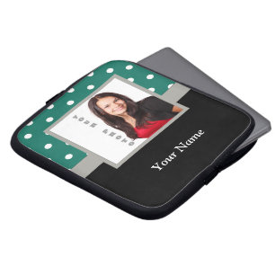 Grüne Polka-Dot-Vorlage Laptopschutzhülle