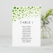 Grüne Polka dotiert Sitzkarte. Hochzeitstisch Einladung (Stehend Vorderseite)
