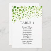 Grüne Polka dotiert Sitzkarte. Hochzeitstisch Einladung (Vorne/Hinten)
