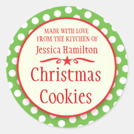 Grüne Polka dots Kekse Tauschgeschenk-Aufkleber Runder Aufkleber