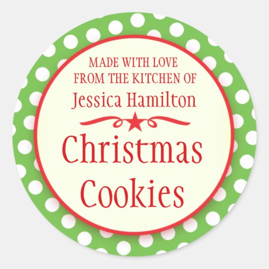 Grüne Polka dots Kekse Tauschgeschenk-Aufkleber Runder Aufkleber (Vorderseite)