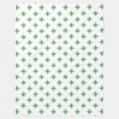 Grüne Polka kreuzt auf Weiß Fleecedecke (Vorderseite)