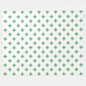 Grüne Polka kreuzt auf Weiß Fleecedecke (Vorderseite (Horizontal))