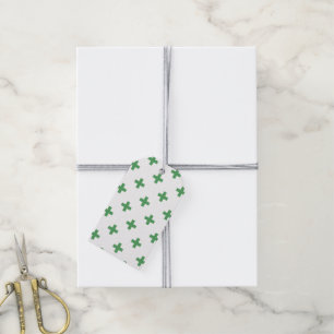 Grüne Polka kreuzt auf Weiß Geschenkanhänger