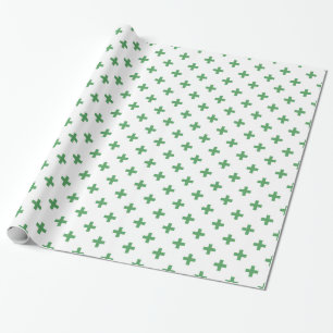 Grüne Polka kreuzt auf Weiß Geschenkpapier