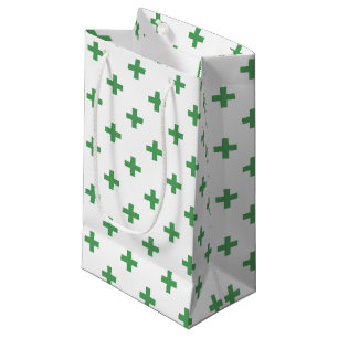 Grüne Polka kreuzt auf Weiß Kleine Geschenktüte