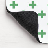 Grüne Polka kreuzt auf Weiß Mousepad (Ecke)
