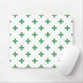 Grüne Polka kreuzt auf Weiß Mousepad (Mit Mouse)