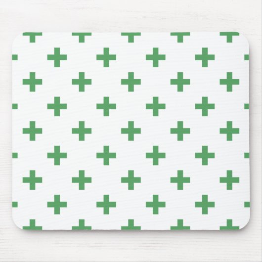 Grüne Polka kreuzt auf Weiß Mousepad (Vorne)
