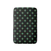Grüne Polka kreuzt schwarz Badematte (Vorderseite Vertikal)