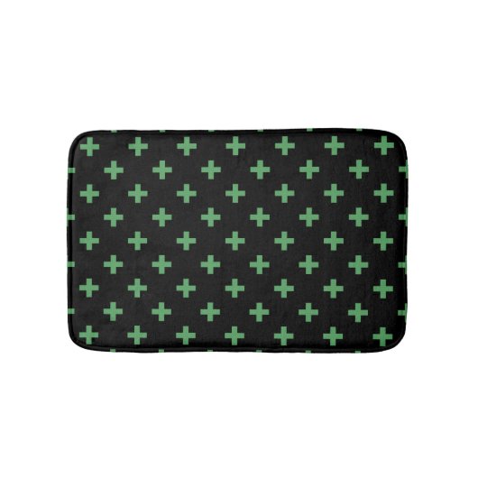 Grüne Polka kreuzt schwarz Badematte (Vorderseite)
