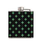 Grüne Polka kreuzt schwarz Flachmann (Rückseite)