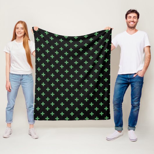 Grüne Polka kreuzt schwarz Fleecedecke (Beispiel)