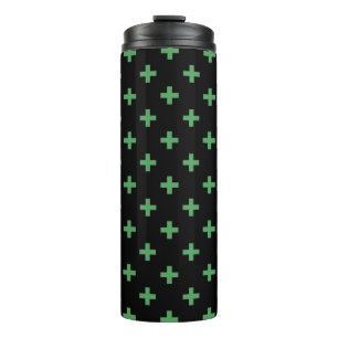 Grüne Polka kreuzt schwarz Thermosbecher