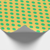 Grüne Polka-Punkte auf Gelb Geschenkpapier (Ecke)