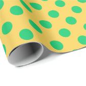 Grüne Polka-Punkte auf Gelb Geschenkpapier (Rolleneckpunkt)