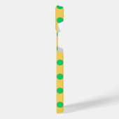 Grüne Polka-Punkte auf Gelb iPhone Hülle (Linke Seite)