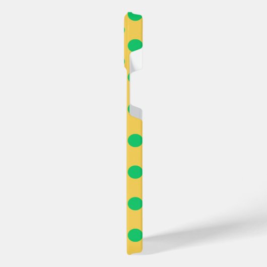 Grüne Polka-Punkte auf Gelb iPhone Hülle (Linke Seite)