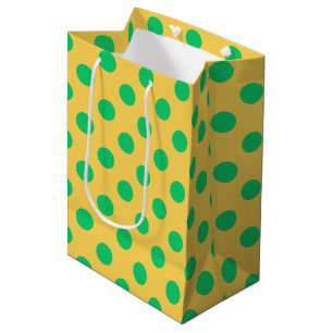 Grüne Polka-Punkte auf Gelb Mittlere Geschenktüte
