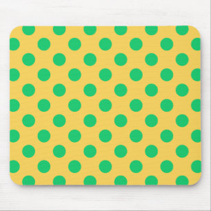Grüne Polka-Punkte auf Gelb Mousepad