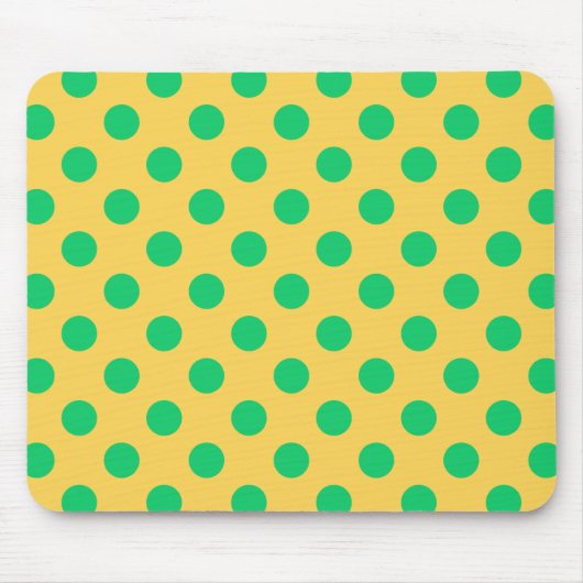 Grüne Polka-Punkte auf Gelb Mousepad (Vorne)