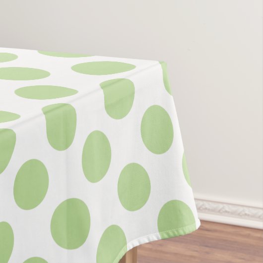 Grüne Polka-Punkte auf Weiß Tischdecke (Beispiel)