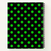 Grüne Polka-Punkte aus schwarzem Hintergrund Notizblock (Rückseite)