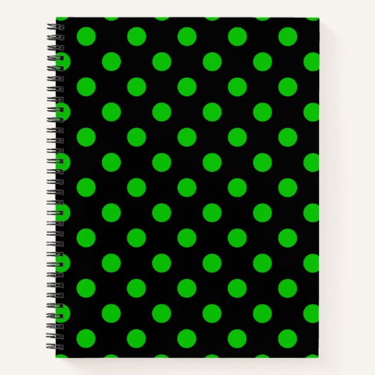 Grüne Polka-Punkte aus schwarzem Hintergrund Notizblock (Vorderseite)